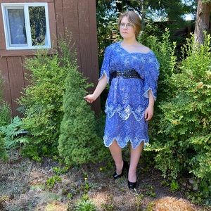 Vintage periwinkle beaded dress